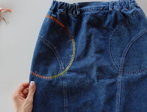 Idea ricamo sulla gonna di jeans